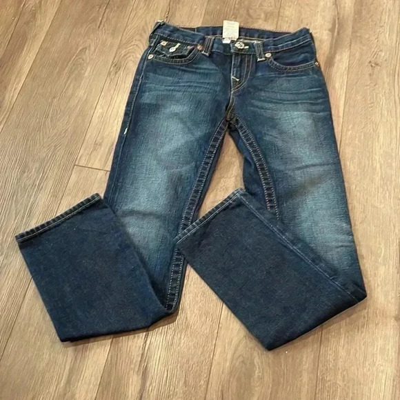 Kids True Religion Boys Jack Straight Leg Low Rise Medium washed Jeans - Size 10 - Picture 2 of 7
